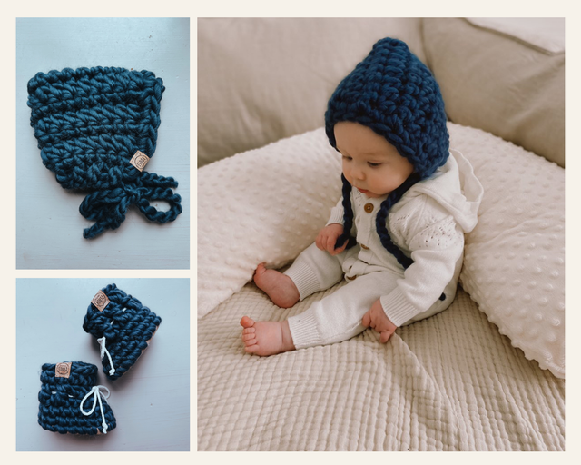 Ensemble de naissance : PANTOUFLES ET BONNET